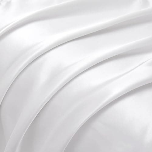 HommxJF White Satin Pillowcase Standard Set of 2 with Envelope Closure，White Silk Pillowcase for Hair and Skin (20x26) thumbnail 6