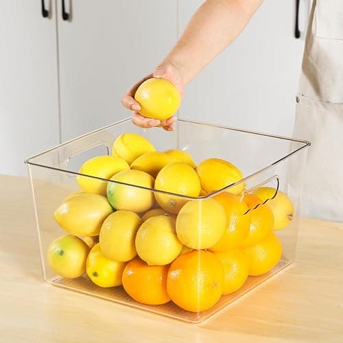 Vtopmart 4 Pack Extra Large Clear Plastic Storage Bins,11x11 Cube Acrylic Organizer Square Containers with Handle for Pantry,Closet,LaundryRoom,Kitchen,Bathroom,UnderSink Organization thumbnail 8