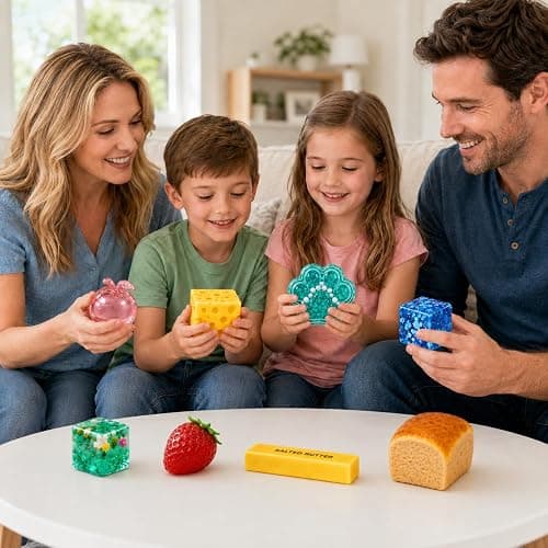 Squishy Fun Box 8 Pieces Squishy Pack Cheese Food Squishies Set Slow Rising Butter Strawberry Ice Cube Apple Bread Cat Paw Squishy Toys Squeeze Stress Balls for Adults thumbnail 2