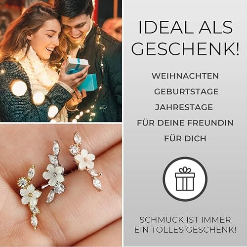 Stachelkleid Blume Perlmut Zirkonia Helix Ohrring Piercing Ohr Barbell Chirurgenstahl 316L thumbnail 7
