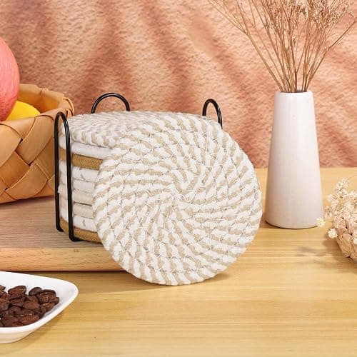 Billbotk 10 Pieces Boho Coasters for Drinks, Absorbent Drink Coasters Set for Home Decor, Fall Decorations for Home and Farmhouse, 4.3 Inches thumbnail 2