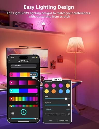 Lepro AI Smart Bulb B22, Music Sync Bayonet WiFi Bulb, Colors Changing Light Bulb Works with Alexa & Google Assistant, 806lm, App & Voice Control, Personalized AI Lighting Designer thumbnail 4