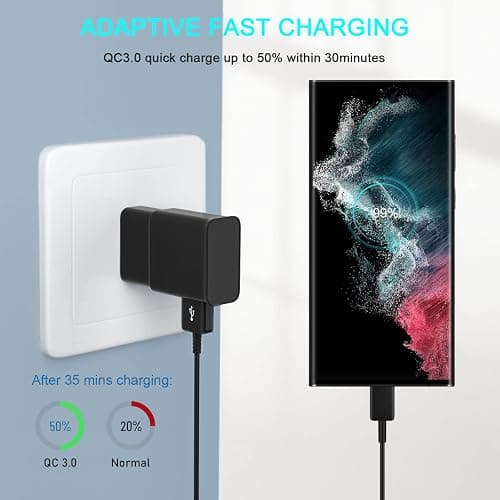 Phone Charger Android Type C 10 FT USB to USB C Charging Cable Fast Charger for Samsung Galaxy S10/S10e/S10+/S9/S9+/S8/S8+/S23/S22/S21 Ultra/S20//S25/S26/S24/Note 20/Note 10/Note 9/Note 8 thumbnail 4