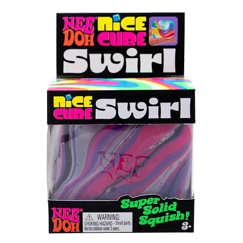 Schylling NeeDoh Nice Cube Swirl - Sensory Toy with a Super Solid Squish - Unique, Swirling Color Blend - Ages 3 and Up - Pink/White/Purple; One Cube Per Pack thumbnail 2