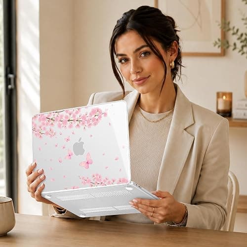 May Chen Compatible with MacBook Neo 13 inch Case 2026 Model A3404, Plastic Hard Shell,Keyboard Cover,Screen Protector,Dust Plug, for MacBook Neo 13" with A18 Pro Chip, Cherry Blossom thumbnail 5