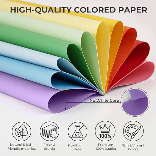 3 otters 200Sheets Construction Paper, Cardstock 8.27" x 11.7", 10 Assorted Colors Card Stock Printer Paper 65lb/180GSM, for Printing, DIY Crafts, Classroom Must Haves, Kids School Supplies, Party Dec thumbnail 4