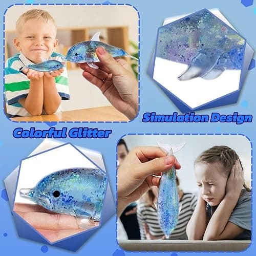 2 Pack Squishy Dolphin Sugar Stress Balls for Kids and Adults, Kawaii Dolphin Squeeze Sugar Ball Squishy Toys, Sea-Animals Sensory Stress Toys, Party Favors for Kids, Easter Basket Stuffers thumbnail 3