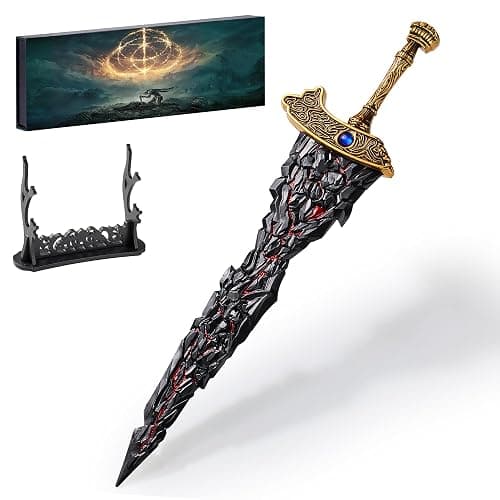 RACEROCKET Eldens Rings Maliketh's Black Blade Sword Model – 11.8-Inch Metal Craft Sword, Peripheral Prop with Display Stand, Action Figure Collectible Toy, Desk Decor, Gift - Image 1