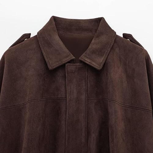 Women's Faux Suede Bomber Jacket Casual Lapel Pilot Jackets Oversize Long Sleeve Full Zip Fashion Travel Streetwear Outerwear thumbnail 5