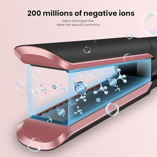 Hair Straightener - 2 in 1 Wet to Dry Hair Dryer and Straightener with High-Speed Airflow + Rapid Heat-Up + Customizable Temperature + LCD Display & Auto Shut-Off + No Heat Damage (Dark Black) thumbnail 6