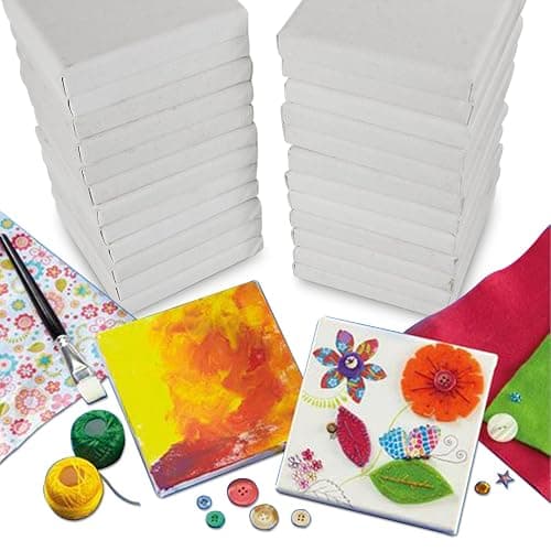 CBTONE 24 Pack Mini Canvas Panels 4" x 4", 100% Small Cotton Stretched Canvas Boards for Painting Craft Drawing Small Acrylics Canvas thumbnail 7