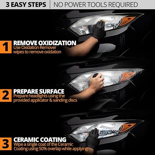CERAKOTE® Ceramic Headlight Restoration Kit, 10 Wipe Kit | Restores clouded, yellowed headlights, ceramic UV protection, 3-step wipe system, no power tools needed thumbnail 4