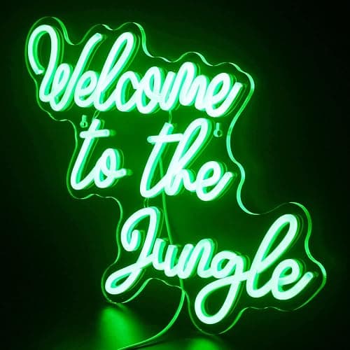 FAXFSIGN Welcome to the Jungle Neon Sign Jungle Decor Green Led Word Neon Light Signs for Wall Decor Usb Letter Light Up Sign for Garden Home Entryway Front Porch Party Gift - Colorful-A-jungle green thumbnail 4