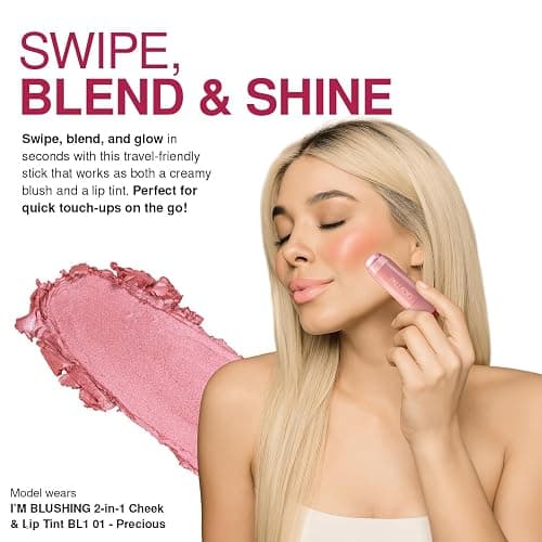 Palladio I'm Blushing 2-in-1 Cheek and Lip Tint, Buildable Lightweight Cream Blush, Sheer Multi Stick Hydrating formula, All day wear, Easy Application, Shimmery, Blends Perfectly onto Skin, Dainty thumbnail 4