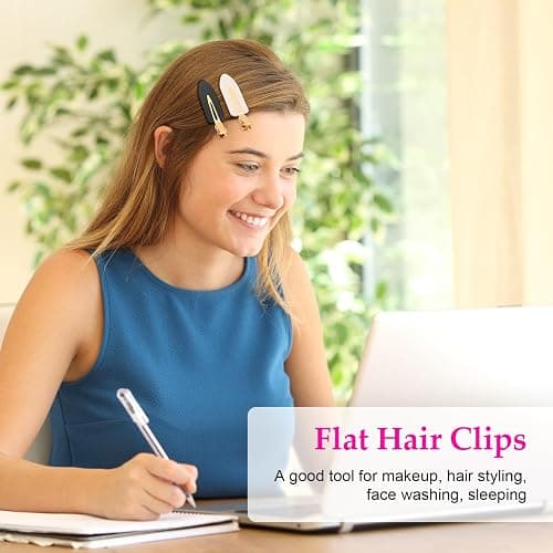 D 6 Pcs Creaseless Hair Clips No bend No Crease Hair Clip Makeup Clips for Women and Girls Flat Hair Clips for Hairstyling Salon Golden Handle thumbnail 7