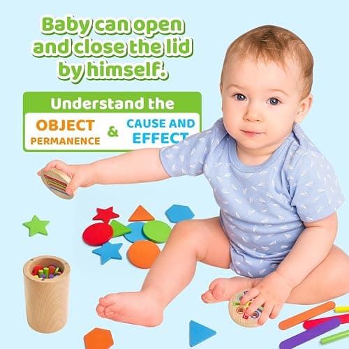 Montessori Wooden Toddler Toys， 3-in-1 Fine Motor Skills Learning Set ，Educational Color Sorting Sensory Toys for 3+ Year ， Teaches Object Permanence & Cause-Effect ，Gifts for Boys & Girls thumbnail 6