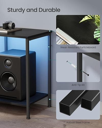 SONGMICS BELLAH Collection - TV Stand with Power Outlets and Lights, Entertainment Center Media Console for TVs Up to 70 Inches, Living Room, Shelves, Drawers, Modern, Ink Black ULGS420B101S thumbnail 6