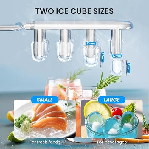 Kismile Countertop Ice Maker, 8 Cubes in 6 Mins, 26Lbs/Day Bullet Ice, Portable Ice Maker with 2 Sizes of Cubes, Self-Cleaning Ice Maker Machine with Basket & Scoop for Home/Kitchen/Office/Party thumbnail 4