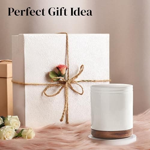 DOWAN 7.6" 360° Rotating Utensil Holder, Kitchen Utensil Holder for Countertop,Large Ceramic Utensil Crock for Kitchen Counter, Protection Cork Bottom, White thumbnail 6