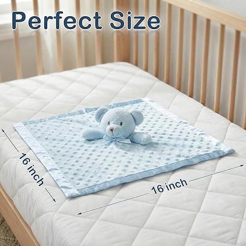 Pro Goleem Teddy Bear Lovey Baby Security Blanket for Boys and Girls Unisex Soft Lovie Baby Gifts for Newborn Toddler Snuggle Toy Stuffed Animal Blue 16 Inch thumbnail 4