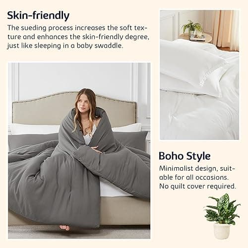 Quataly Twin Comforter Set White,2PCS Soft Lightweight Breathable Bedding Comforter Sets for All Season, Twin Size(68''×90'' Comforter & 1 Pillowcase) - White - Twin (68"x90") thumbnail 7