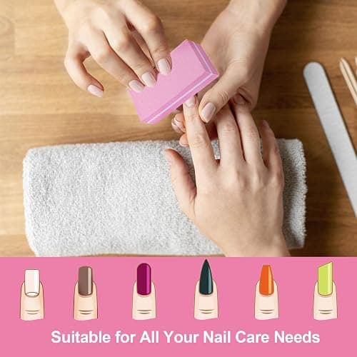 Nail Buffers (60 Pack), Buffer Block Nail File for Acrylic Nails and Natural Nails, 100/180 Grit Small Nail Buffer Block Bulk Buffing Blocks for Nail Buff Professional Manicure File Blocks Set Pink thumbnail 2