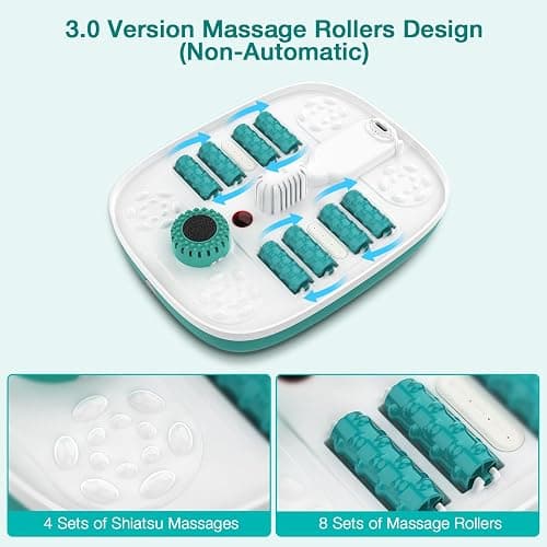HOSPAN Collapsible Foot Spa with Heat, Bubble, Red Light, and Temperature Control, Foot Bath Massager with 8 Shiatsu Massage Rollers, Pedicure Foot Spa for Relaxation - FS01A thumbnail 2
