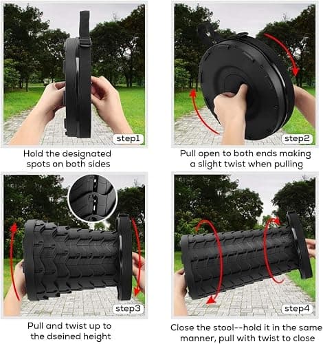Fishboy Collapsible Stool for Adults, Portable Folding Camping Seat, 400lbs | Lightweight but sturdy, retractable telescoping design with adjustable heights for fishing, hiking, travel, festivals, BBQ thumbnail 4