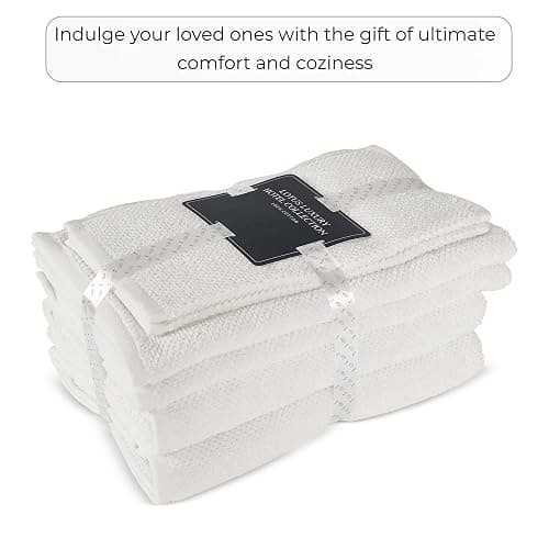 6-Piece Towel Set, 680 GSM, 2 Bath Towels, 2 Hand Towels, 2 Wash Cloths,100% Cotton Premium Quality, Ultra Soft, Super Absorbent Popcorn Textured Weaved for Spa, Hotels & Bathroom-Ivory/Cream thumbnail 8