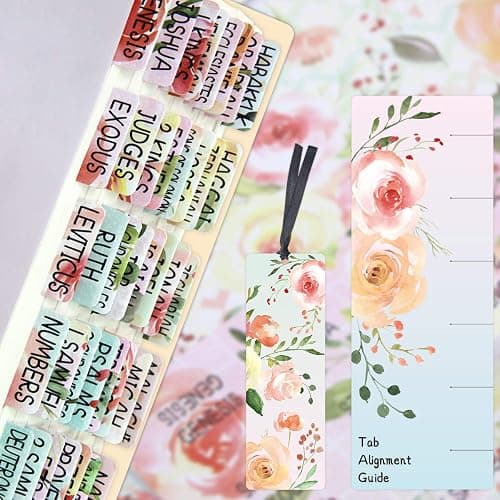 Fancy Land Floral Bible Tabs 90 Decorative Bible Tabs Laminated Colorful Bible Book Indexing Tabs Old and New Testament Laminated Matte Film Pretty Gift for Women Girls - Image 1