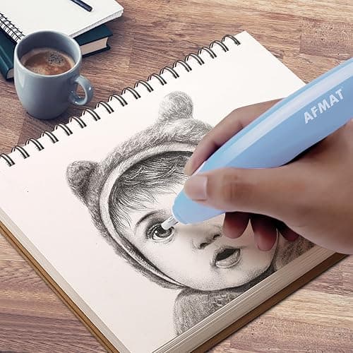 AFMAT Electric Eraser, with 140 Refills, Rechargeable Pencil Eraser for Artist, Electric Erasers for Drafting, Drawing, Painting, Sketching, Architectural Plans, Detailer Tool EE04(Light Blue) thumbnail 7