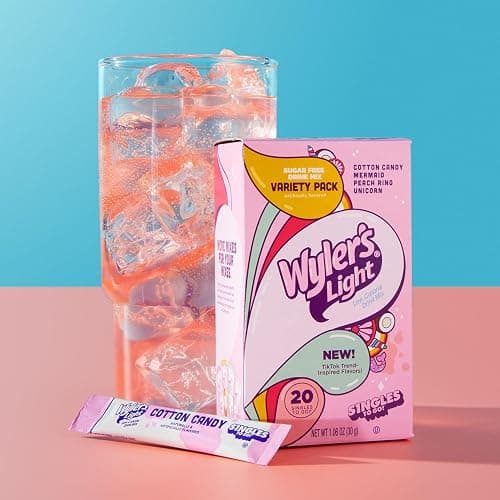 Wyler's Light Singles to Go Powder Packets, Water Drink Mix, Variety Pack, Watertok Fun Flavors, Cotton Candy, Mermaid, Peach Ring, Unicorn, Sugar & Caffeine Free, On-The-Go, 20 Count (Pack - 1) thumbnail 2