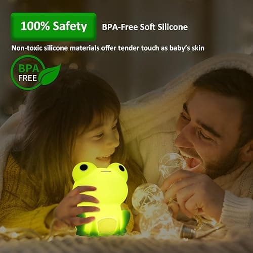 OkiyiD Frog Night Light for Nursery, Rechargeable Dimmable Bedside Lamp with Touch Control(ABS+SIL), Portable Kids Gift for Girls, Boys, Babies thumbnail 9