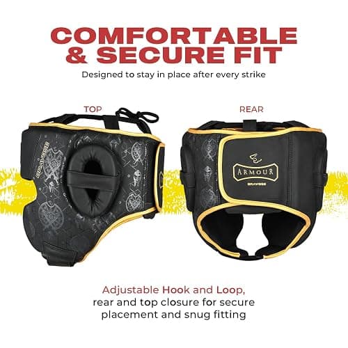 BRAVOSE Armour Boxing Headguard | Professional Strap Boxing, Training, Sparring & Martial Arts Headgear | Head Guard for Ear, Cheek, Face Protection | Helmet for MMA, Kickboxing, Taekwondo thumbnail 3