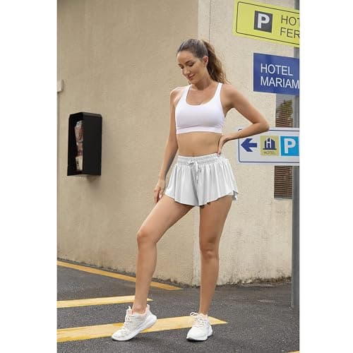 Flowy Athletic Shorts for Women Running Tennis Butterfly Shorts Girls 2-in-1 Double Layer Quick-Drying Comfy Shorts thumbnail 3