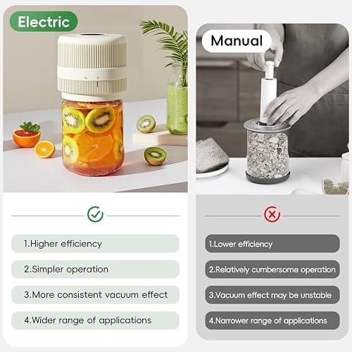 Mason Jar Vacuum Sealer Kit, Electric Sealer for Wide and Regular Mouth Mason Lids, Canning Vacuum Sealer Mason Jar, Automatic Vacuum Sealer Machine for Food Storage - Ivory thumbnail 6