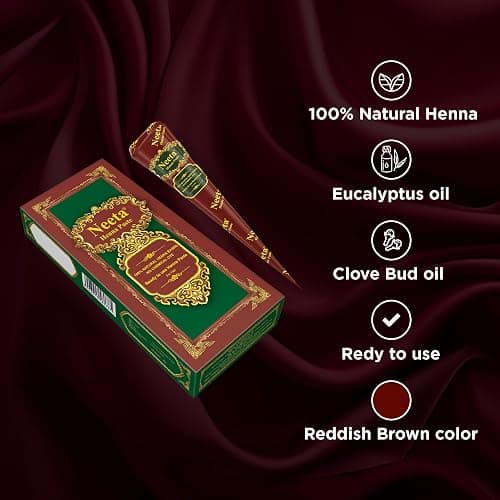 Neeta 8 Pack 100% Natural Ready to Use Henna Paste Hair Dye Cones Reddish Brown Color tubes color for women Perfect for Spot hair coloring, Long-lasting and Cruelty-Free thumbnail 4