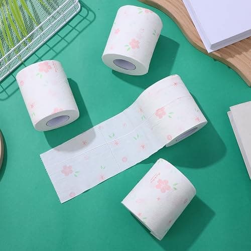Beavorty Flower Printed Toilet Paper Rolls 4pcs Decorative Pink Bath Tissue for Home Travel Household Use thumbnail 7