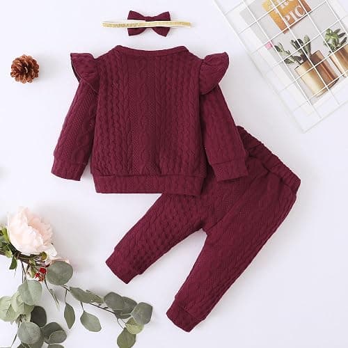 Mioglrie Toddler Baby Girl Clothes Fall Winter Sweatsuit Newborn Sweatshirt Sweat Pant Sets Outfits Infant Girls Clothing thumbnail 3