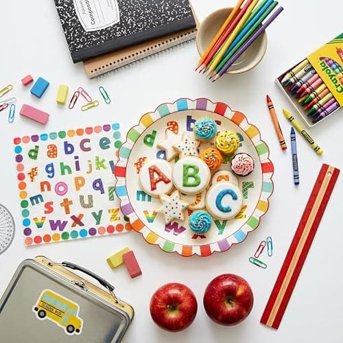 75PCS ABC 123 Party Supplies for 25 Guests – 25 7 Inch Alphabet Paper Plates, 25 Napkins, 25 Colorful Plastic Forks, Back to School Classroom Welcome Decorations, First Day of School Celebration thumbnail 2