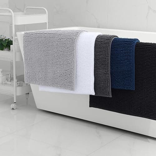 Kitinjoy Non Slip Chenille Bath Mat, Extra Soft Bathroom Mat, Super Absorbent Fluffy Bath Mats for Bathroom, Machine-Washable Quick Dry Bath Rug Foot Mat, 16"x24", Grey thumbnail 9