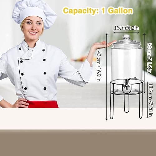 1 Gallon Drink Dispenser with Stand, Drink Dispensers for Parties, Beverage Dispenser with 100% Leakproof Spigot, Ideal for Lemonade, Juice, Water, Laundry Detergent Dispenser thumbnail 3