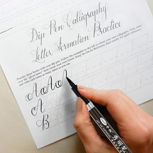 Rilanmit Calligraphy Pens Set for Beginners, Hand Lettering Pens Brush Drawing Markers Kits Chinese Japenese Pens Black Ink for Journaling, Writing, Art Drawing, 3 Size(Pack of 6) thumbnail 8