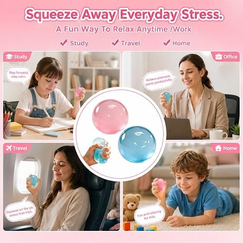 Coconut Oil Squishy, 2 Pack New Coconut Oil Stress Ball Sensory Squeeze Toy For Kids Teens & Adults, Soft Squishy Fidget Toy For Stress Relief, Anxiety Relief, Desk Squishies Toy Gift (Blue + Pink) thumbnail 9