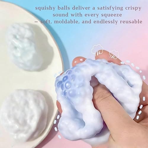 2 Pcs Crunchy Noisy Stress Balls, Ice Skin Crunchy Squishy Balls, Soft Moldable Squeeze Balls for Home Office or Travel for Adults thumbnail 4