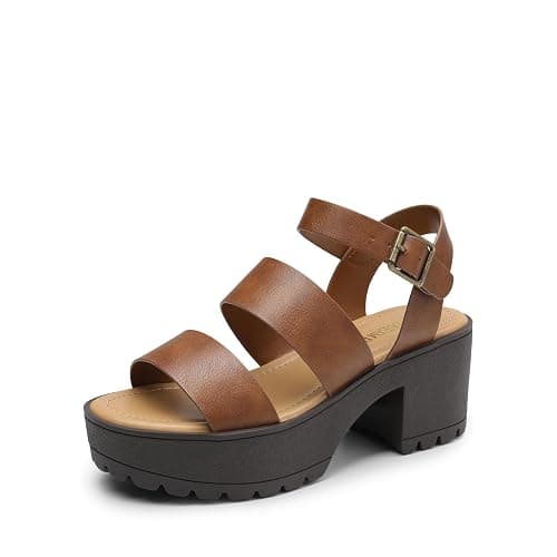 DREAM PAIRS Platform Heels for Women Lightweight Chunky Open Toe Stylish Comfortable Fisherman Sandals with Adjustable Ankle Strap - Image 1