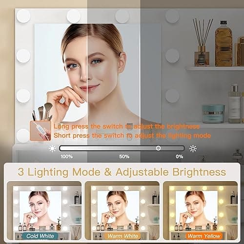 Quimoo Vanity Desk with Mirror & Lights, Makeup Vanity with 5 Drawers & Storage Shelves, White Vanity Table, 3 Color Modes & Adjustable Brightness, Dressing Table, Bedroom thumbnail 5