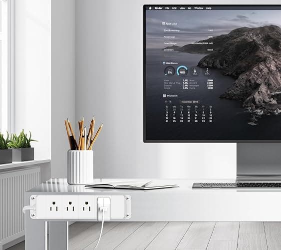 ANNQUAN 40W Fast Charging Under Desk Power Strip,12 Outlet Mountable Power Strip with 4 USB,1200J Surge Protection,6FT Flat Extension Cord thumbnail 6