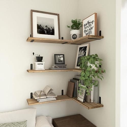 WOPITUES Floating Shelves Set of 6 for Wall Decor & Storage, Rustic Brown | Wood Farmhouse Book Shelves for Bedroom, Bathroom, Living Room, Kitchen, Office, Laundry Room, Study Room Display, 16.5'' thumbnail 5