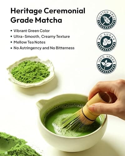 Emerail Ceremonial Grade Matcha Powder, 100% Pure Matcha Powder 60g/2.12oz | First Harvest Green Tea Matcha, Heritage Ceremonial Matcha, Cloud-Fed Matcha Tea Powder, Unsweetened, Vegan, Gluten-Free thumbnail 5